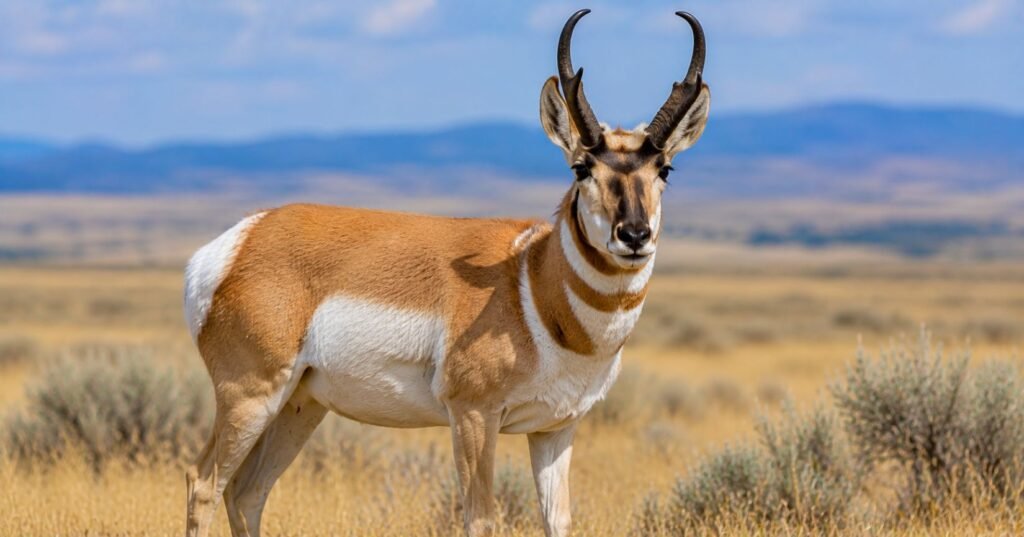 Pronghorn animals with large horns