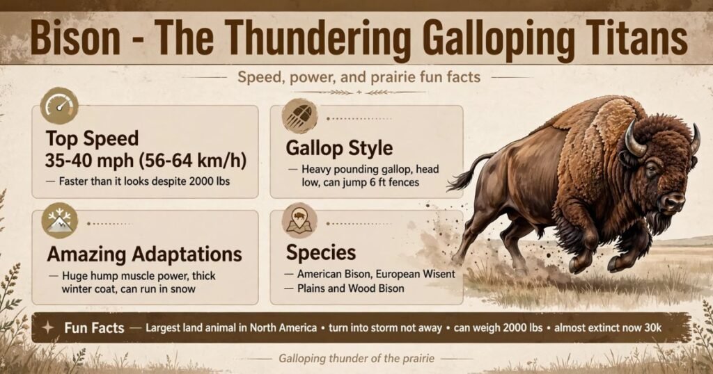 Bison animals that gallop