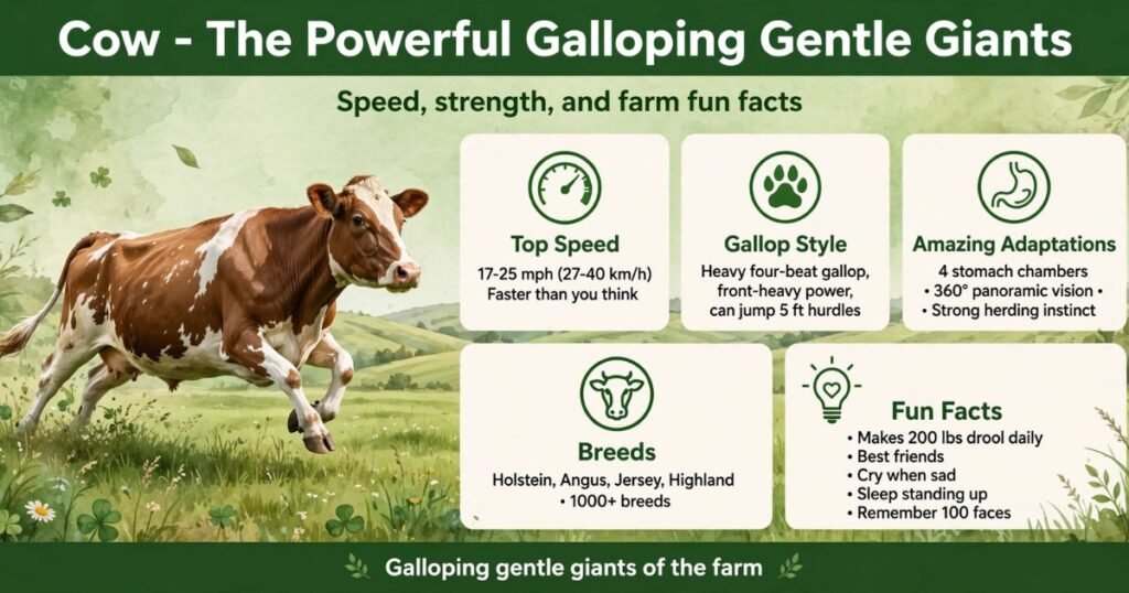 Cow galloping animals