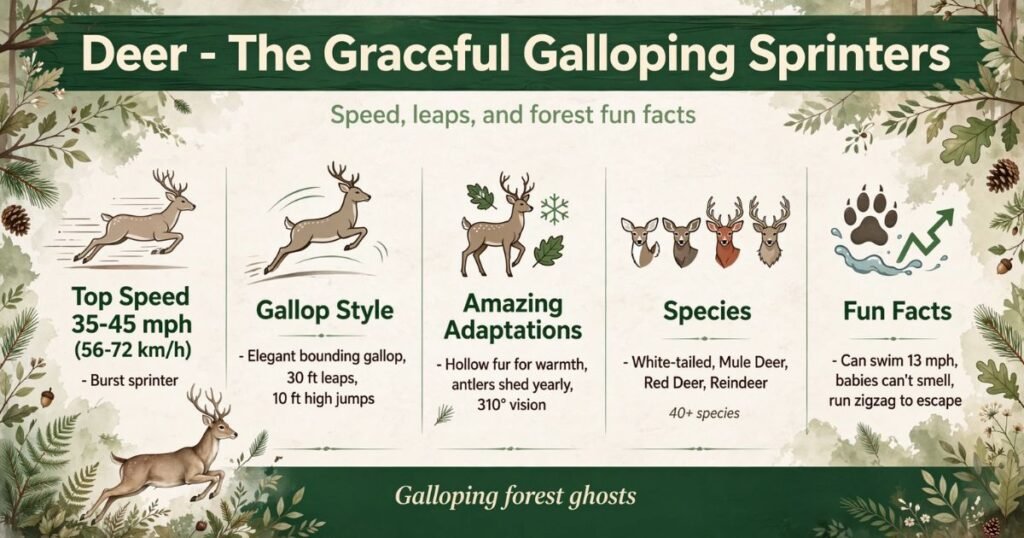 Deer galloping animals
