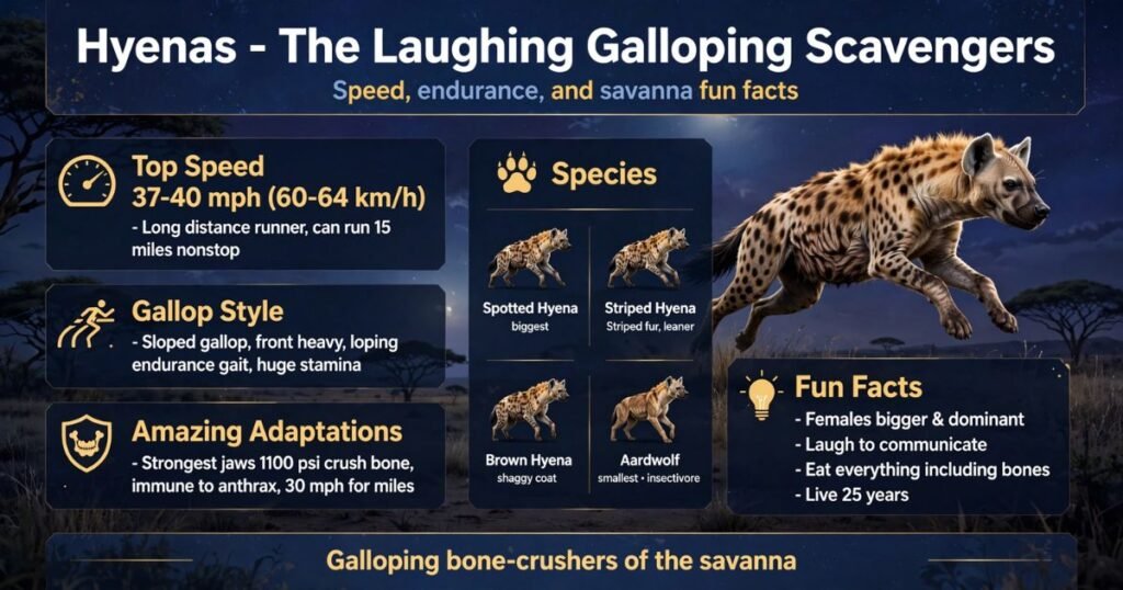 Hyenas 5 animals that gallop