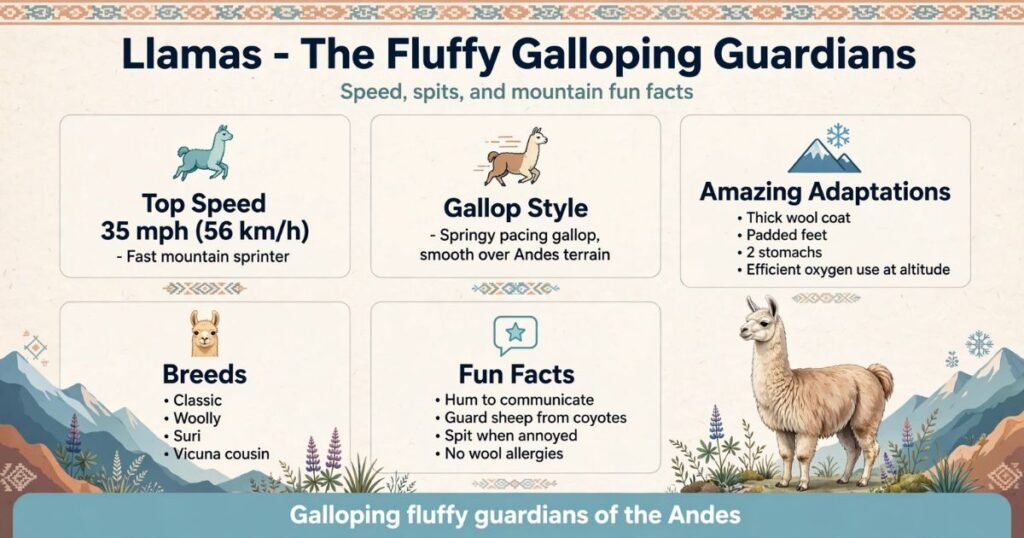 Llamas animals that move by galloping