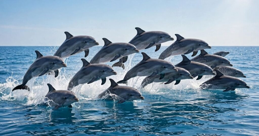Dolphins animals that live in groups