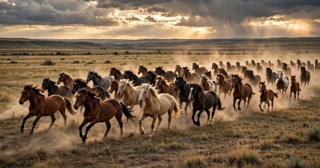 Horses animals live in groups